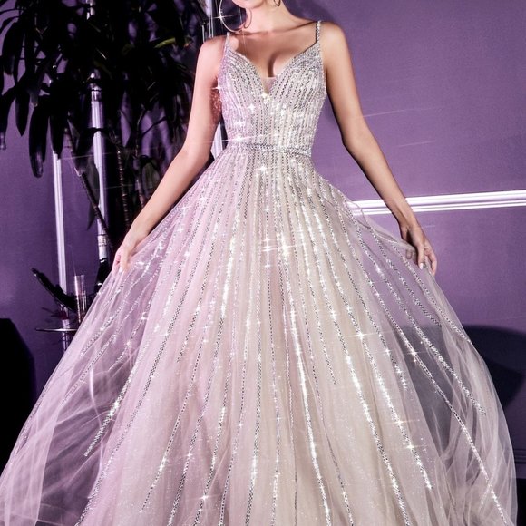 Cinderella Dresses & Skirts - NWT Platinum Prom party evening FORMAL long A-LINE EMBELLISHED TULLE GOWN CD940